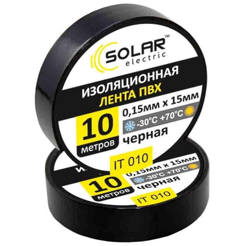 Стрічка ізоляційна Solar ПВХ 0,13x19 мм 10 м Чорний (1746) - фото 2