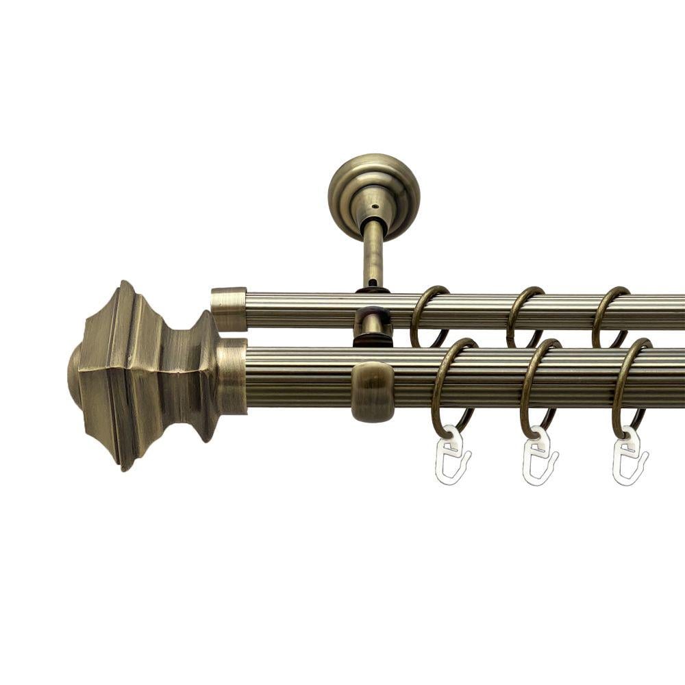 Карниз Orvit Борджеза металевий дворядний відкритий рифлена труба кільце металеве 25/16 мм 240 см Антик (00-00017963)