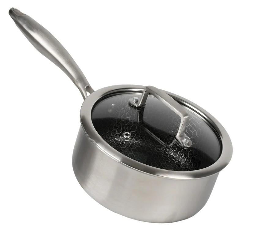 Ковш с антипригарным покрытием с крышкой Соты 1,9 л индукционное дно d18х8,5 см (10384-18)