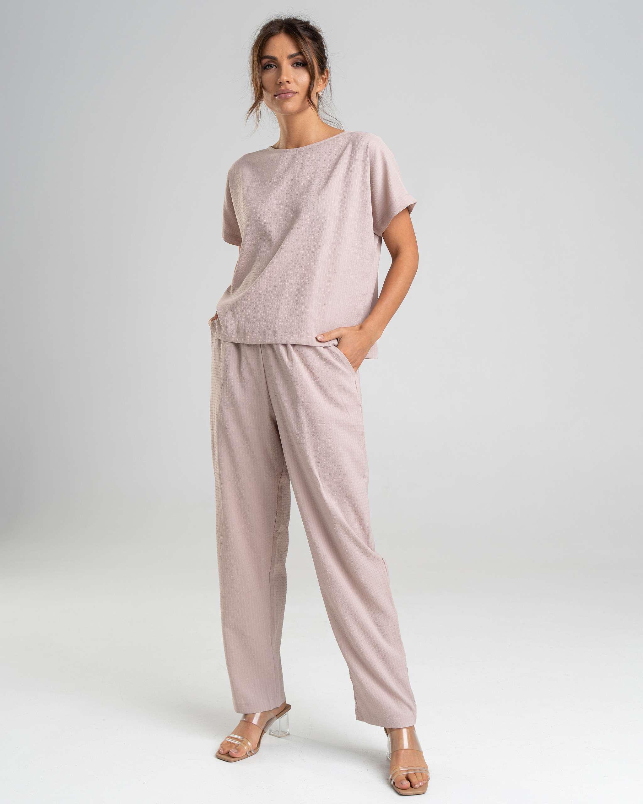 Пижама женская с брюками M Бежевый (92204)