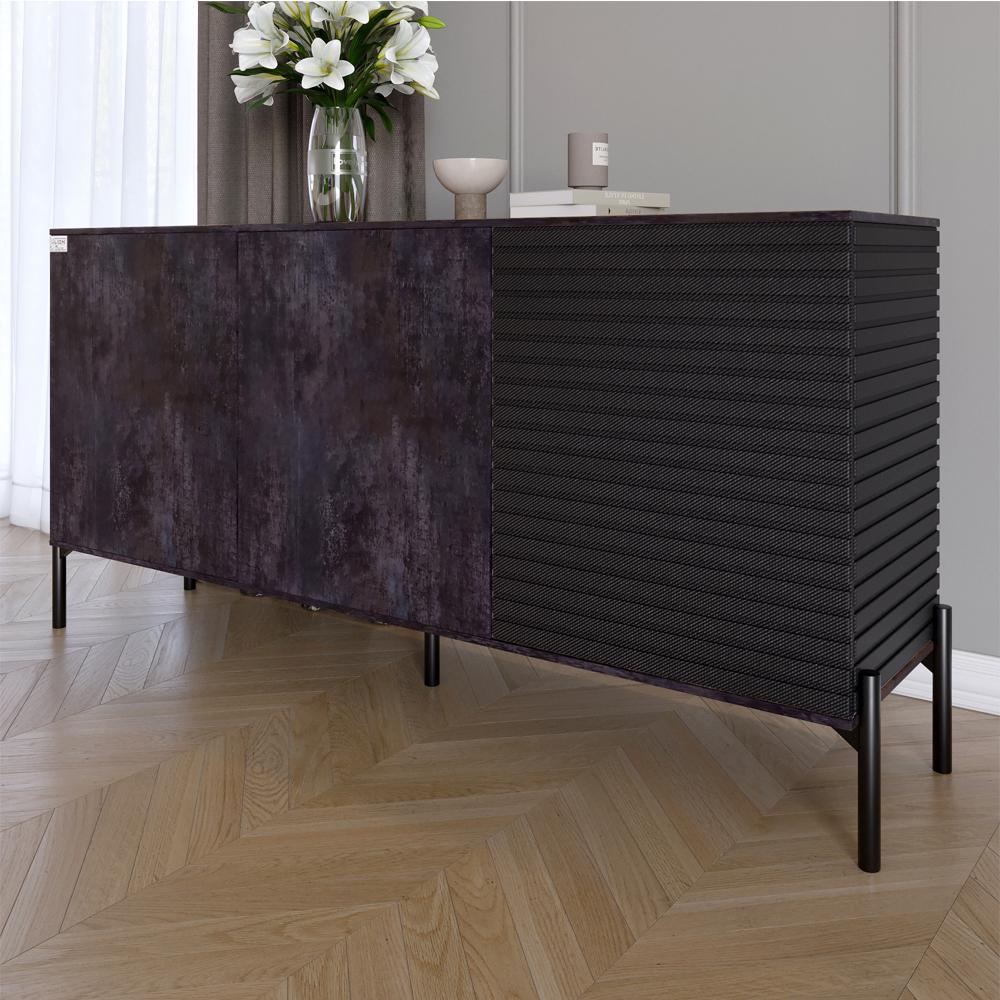 Комод закрытый в гостиную Lion Грей на черных металлических ножках Бетон темный/Асфальт 1540x380x765 (000-000-2112) - фото 1 Комод закрытый в гостиную Lion Грей на черных металлических ножках Бетон темный/Асфальт 1540x380x765 (000-000-2112) - фото 1