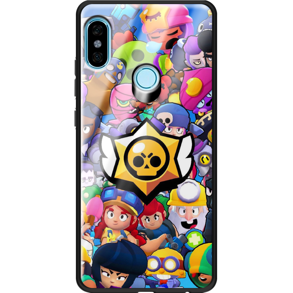 Чехол BoxFace Xiaomi Redmi Note 5 / Note 5 Pro Brawl Stars Черный силикон со стеклом (32971-up2389-37747)