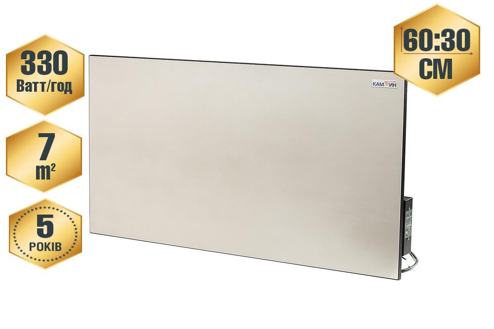 Керамічний обігрівач інфрачервоний з терморегулятором з конвекцією Кам-ин 330 Вт на 7 кв м бежевий (330ebgt) - фото 3
