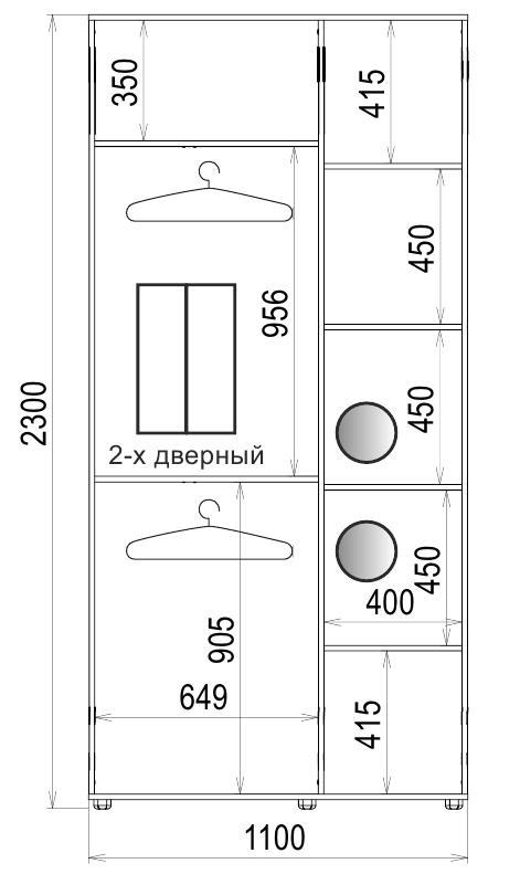 Корпус шкафа-купе Luxe CLS-4 1100x2300x600 мм Зебрано темный (23635) - фото 3