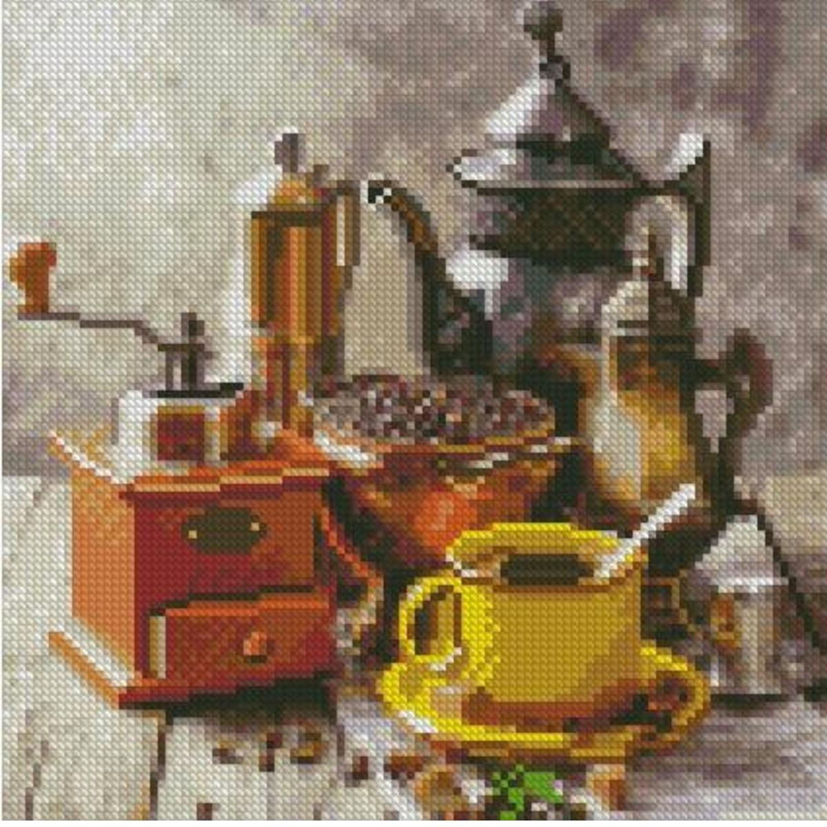 Алмазная мозаика Strateg Премиум Набор для кофеварки 30x30 см (CA-0059)