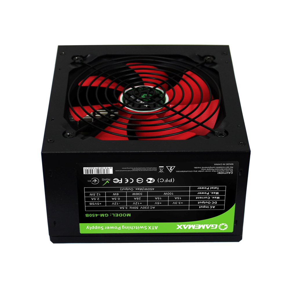 Коробочный блок питания ATX GameMax GM-450B с кабелем ATX 12В Черный