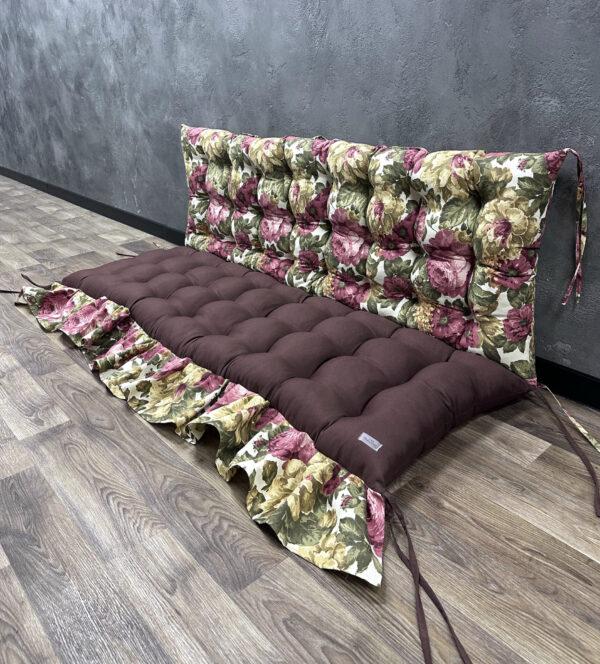 Подушка Comfort Home Autumn flowers burgundy на поддоны/качели/каркасы/садовую мебель комбинированная с рюшей 100х50х50 см Подушка Comfort Home Autumn flowers burgundy на поддоны/качели/каркасы/садовую мебель комбинированная с рюшей 100х50х50 см