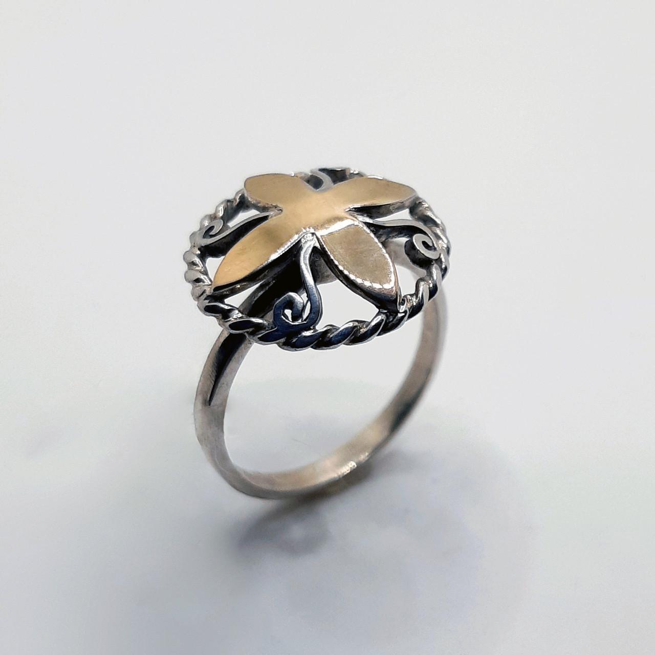 Кольцо серебро с золотой накладкой 875° 3,17 г р. 17 (2007612816)