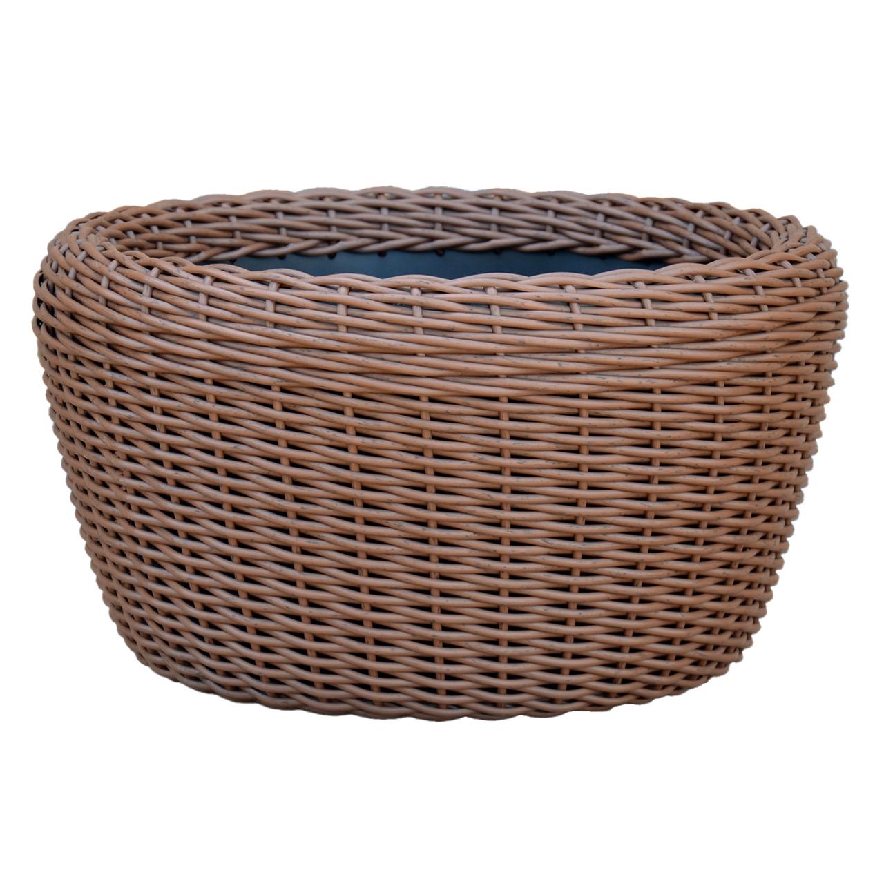 Кашпо велике для рослин та квітів з штучного ротангу/ручної роботи 45 л Молочний шоколад (12343575) - фото 4