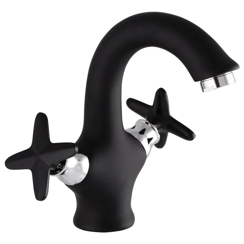 Смеситель для умывальника Zerix Z10322-6 из силумина Черный (ZX0500)