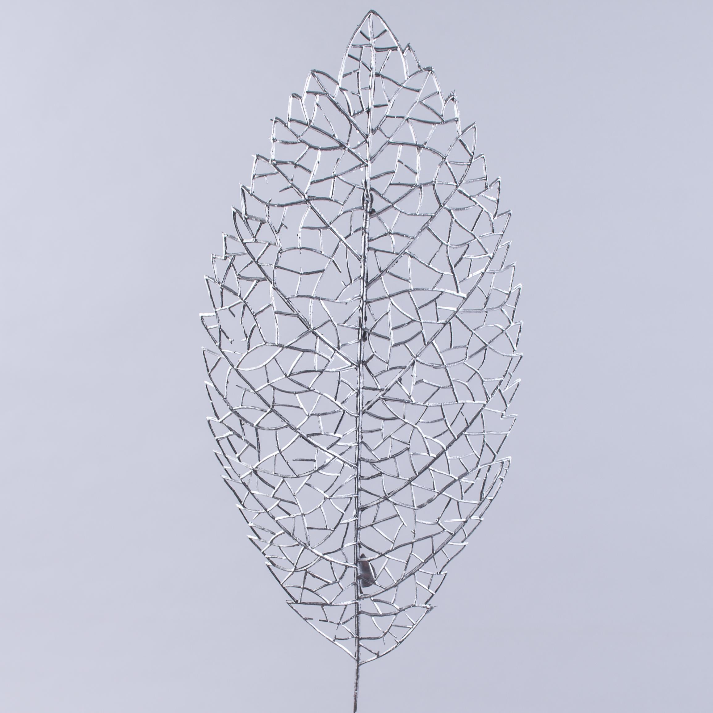 Гілка-лист новорічна ажурна Срібний (3410-4)