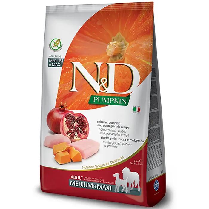 Корм сухой для собак средних и крупных беззерновых пород Farmina N&D Ggain Free Pumpkin Medium&Maxi Chicken&Pomegranate с курицей 12 кг (156356)