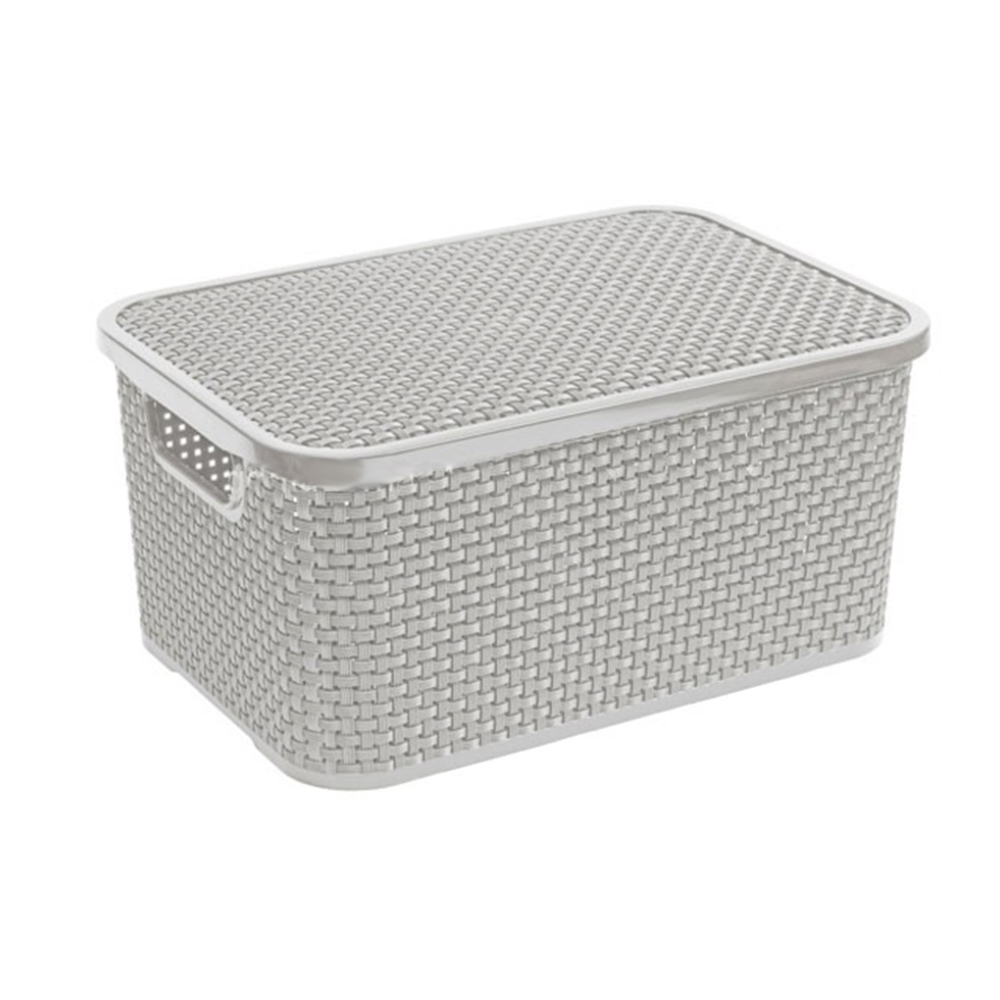 Ящик для зберігання BranQ Rattan з кришкою 19 л Сірий (BRQ1724-gray) - фото 1