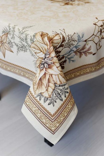 Скатерть гобеленовая с люрексом Прованс Золотой праздник 135х300 см (36323)