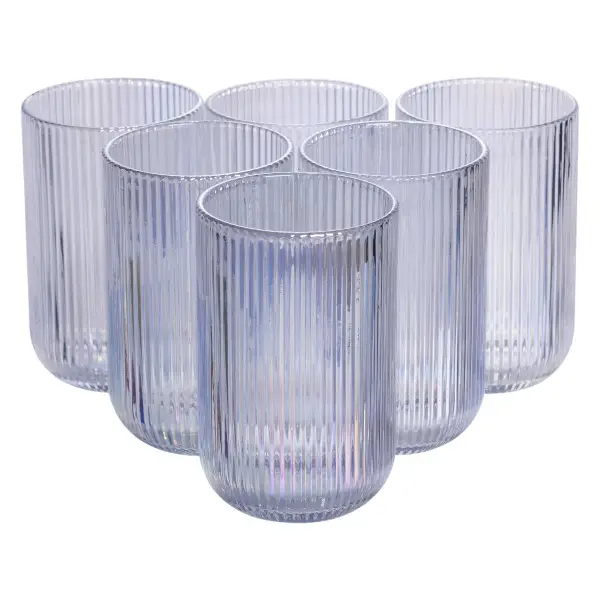 Набір склянок із товстого скла ребристі 6 шт. по 400 мл Прозорий
