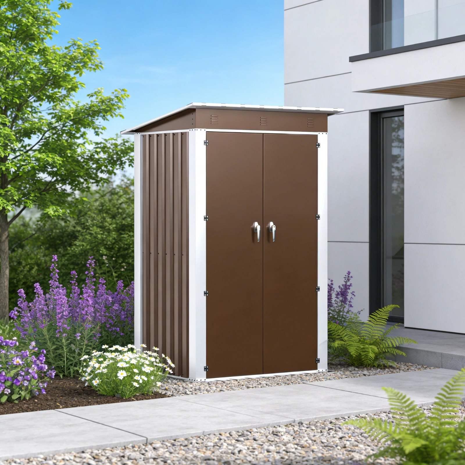 Хозблок-сарай металлический SS-03 с односкатной крышей 1850х1200х900 мм Коричневый