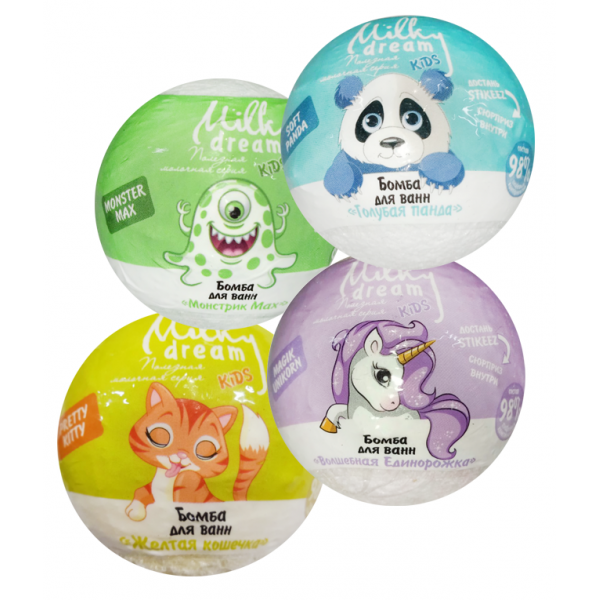 Набір дитячих бомб для ванни Milky Dream Kids 100 г 4 шт. (301711/301704/301728)