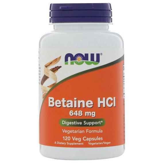 Бетаїну гідрохлорид NOW Foods Betaine HCL 648 мг 120 Veg Caps (NF2938)