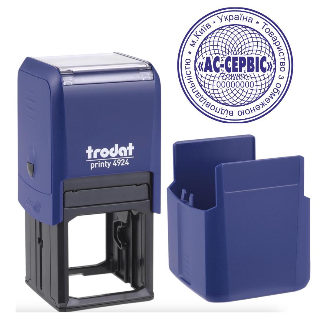 Печать ТОВ на автоматическом оснащении Trodat 4924 d 40 мм с колпачком Синий (ООО18/4924/BL)