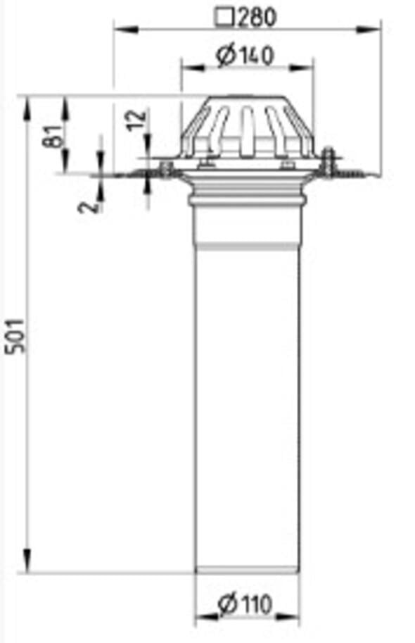 Воронка кровельная BLUCHER из нержавеющей стали вертикальный DN110 (402.104.110) - фото 2