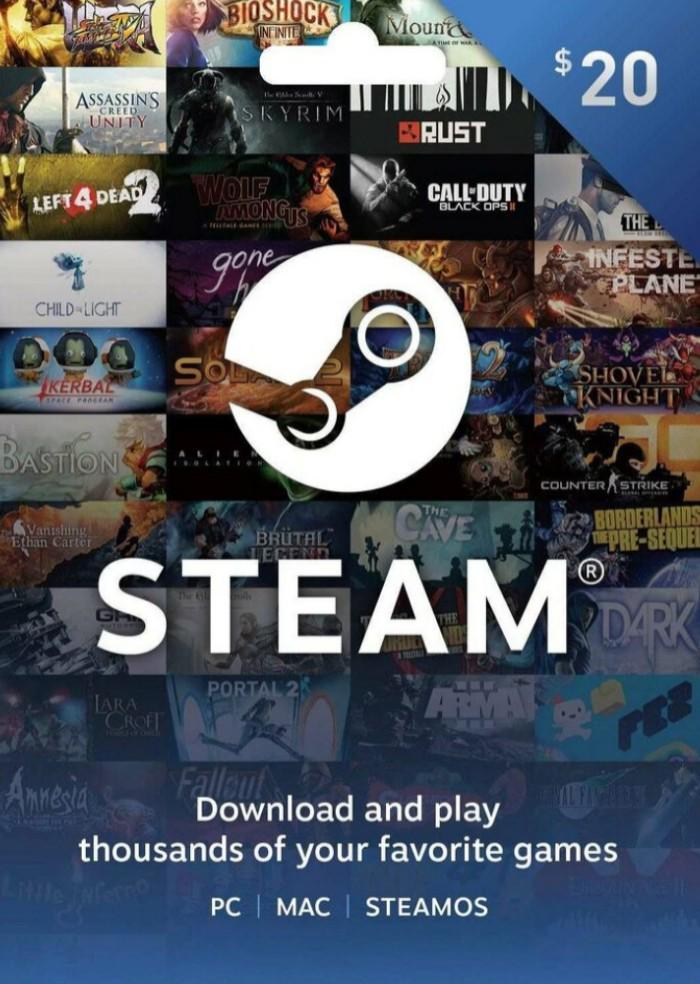 Код активации Steam Gift Card на 20 USD US регион (67581508)