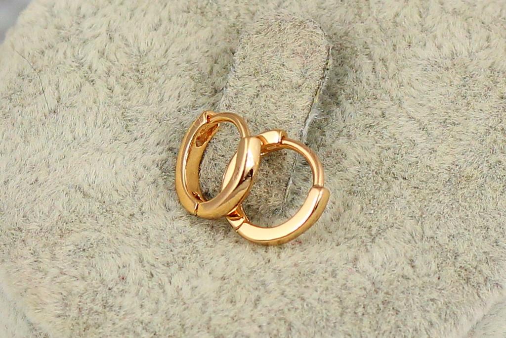 Сережки кільця Хuping Jewelry гладкі 10 мм Золотистий