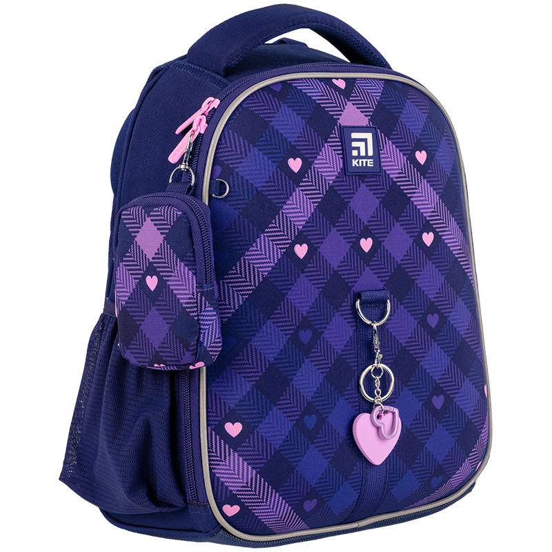 Школьный рюкзак каркасный Kite Education Check and Hearts K24-555S-1