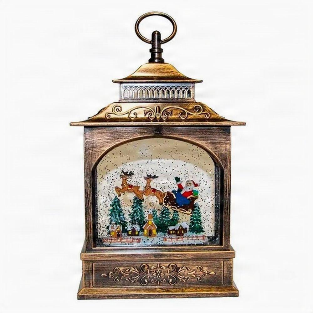 Новогодний ночник с музыкой и эффектом снега XMAS WDL-24007A Винтажный фонарь 25,3 см (PH00991)