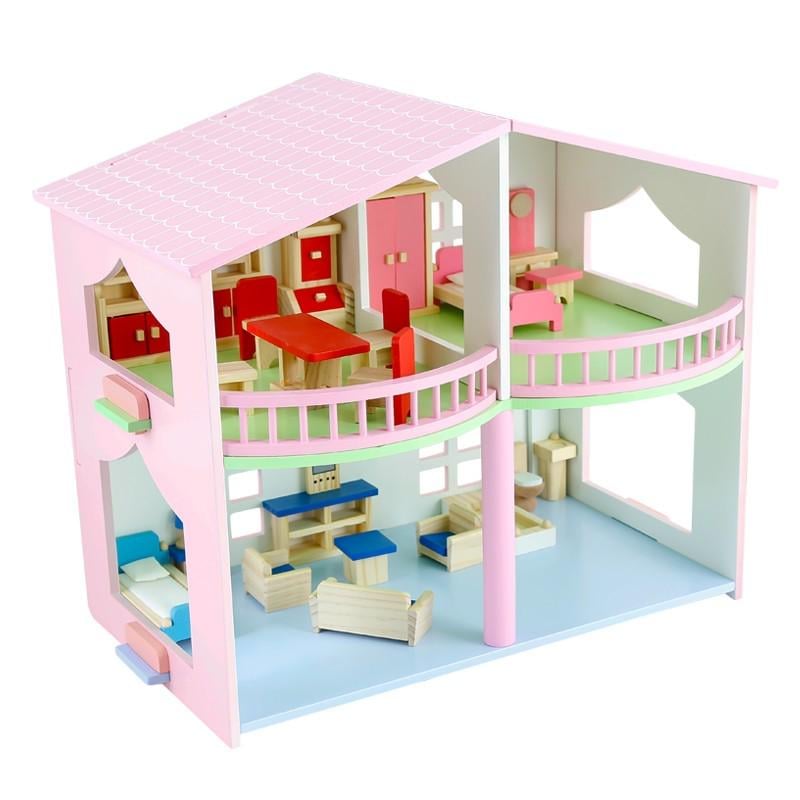 Двухэтажный деревянный кукольный домик sixiren - фото 2 Двухэтажный деревянный кукольный домик sixiren - фото 2