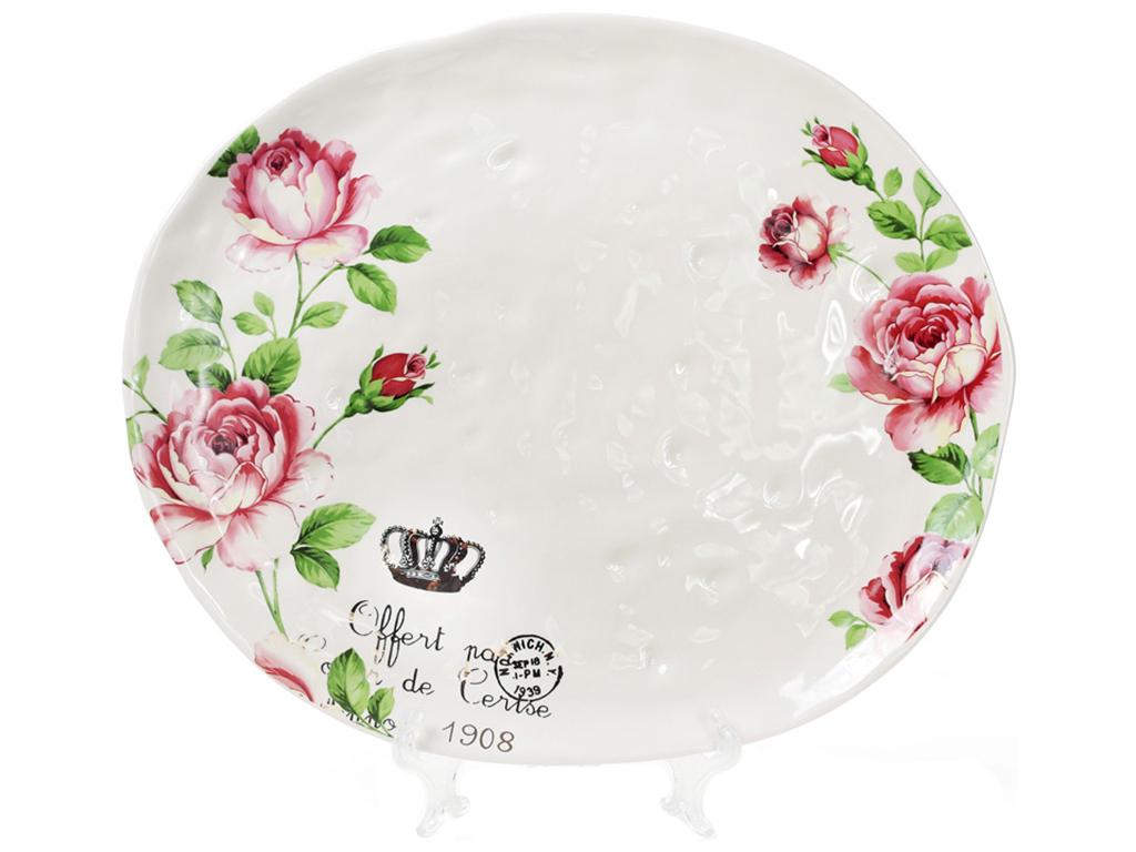 Блюдо керамическое овальное Розы 35 см (BDI-795-352)