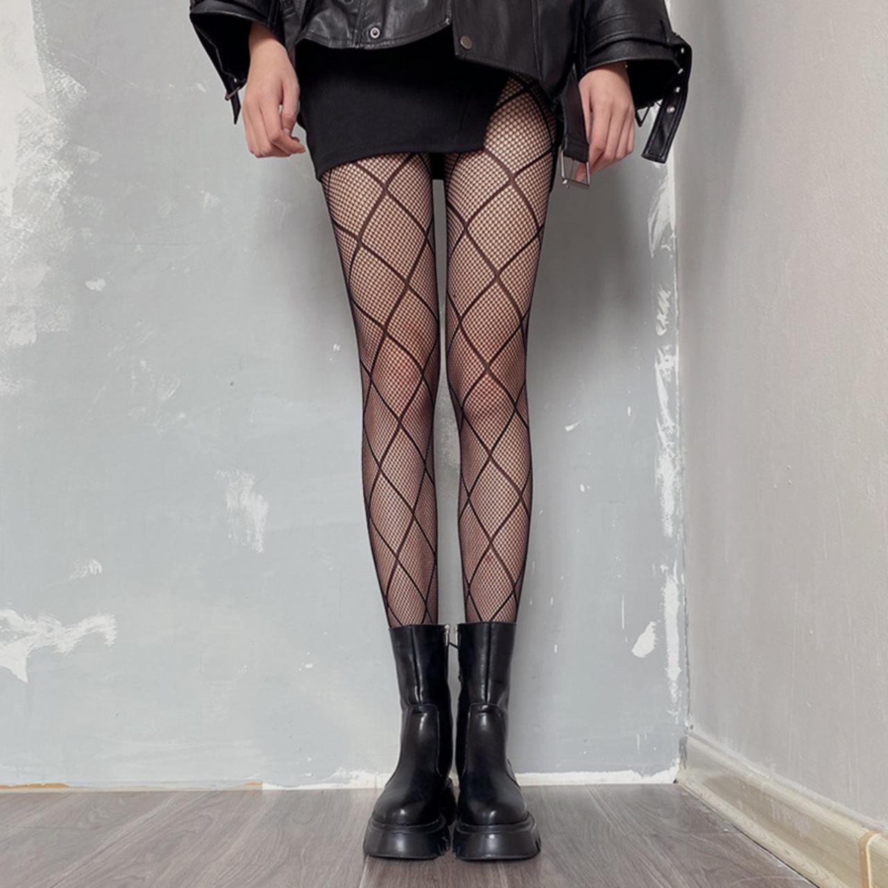 Колготы в сетку с рисунком большой ромб Черный (2124889017)