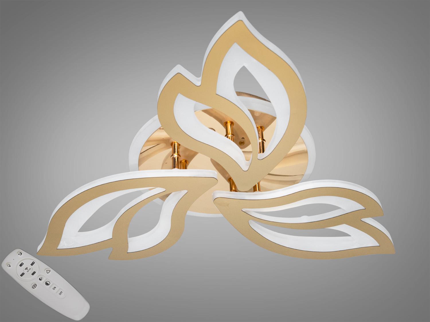 Люстра сучасна LED з пультом і підсвічуванням 55W Золотий (8165/3G LED 3color dimmer)