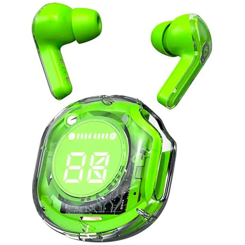 Наушники беспроводные вакуумные TWS T8 PRO LED кейс-зарядка Bluetooth Green (tf7064)
