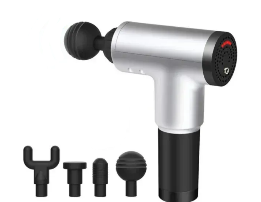 Вибромассажер перкуссионный FASCIAL GUN GB-820 для глубокого мышечного массажа с насадками Серый (MSGRII-07)