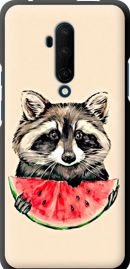 Чехол на OnePlus 7T Pro Енотик с арбузом (4605b-1810-42517)