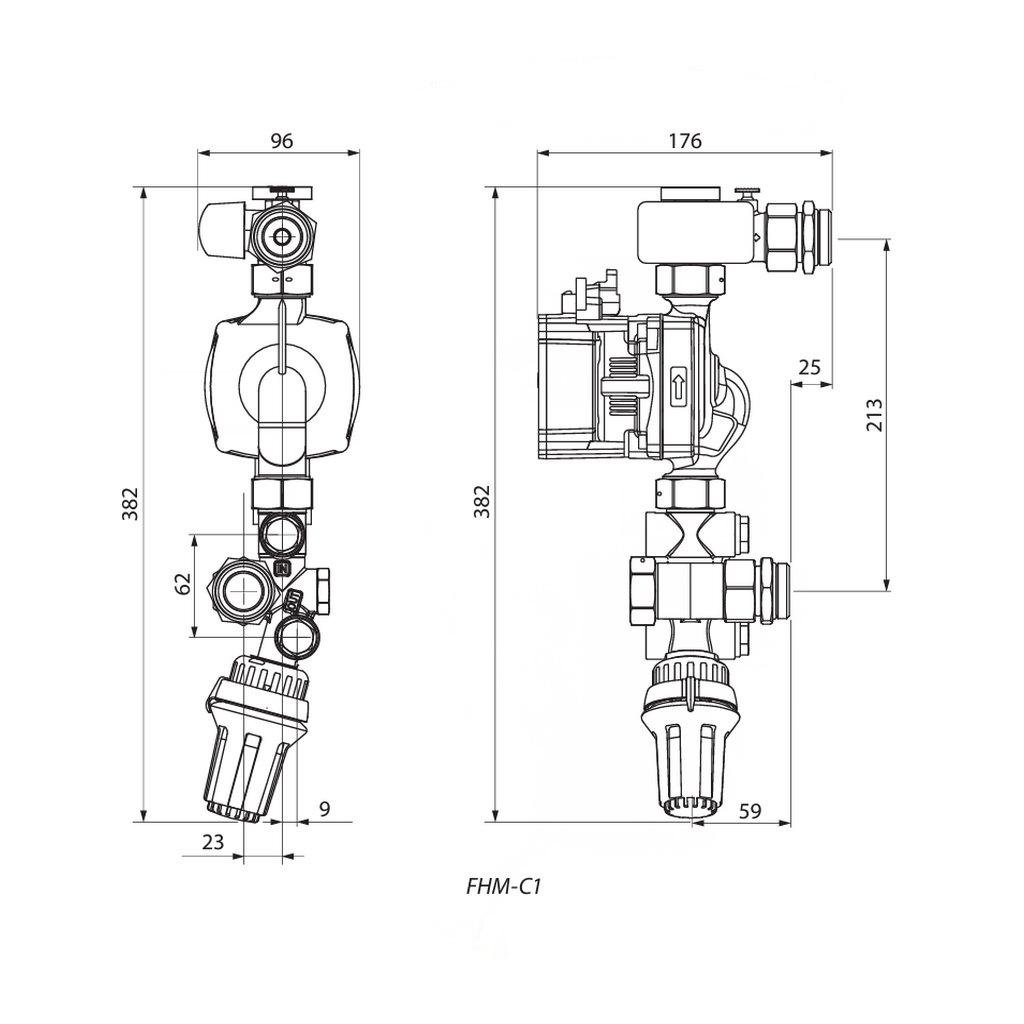 Смесительная группа для теплого пола Danfoss FHM-C1 UPM3 088U0094 1/2" (61370) - фото 2