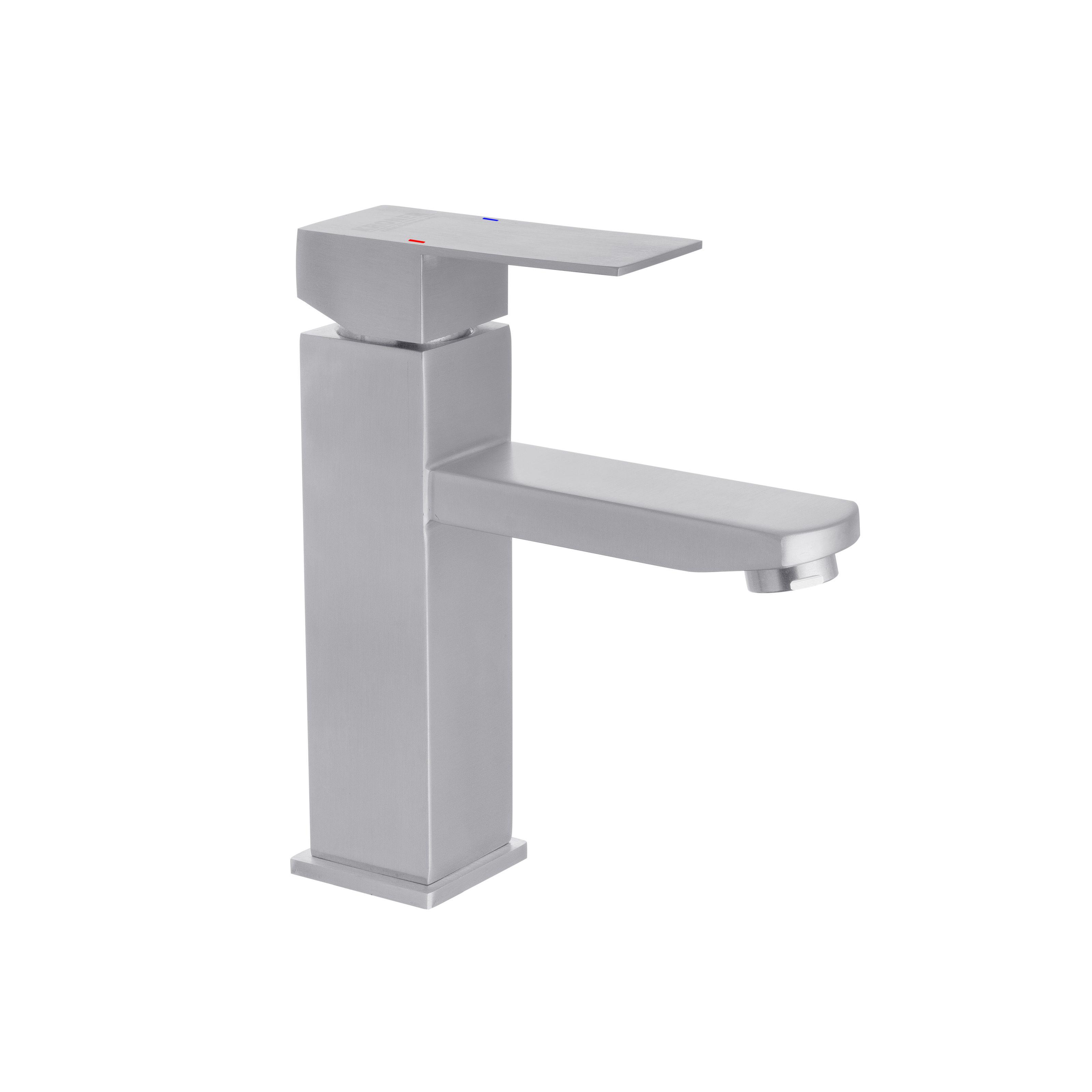 Смеситель для умывальника KRONER Edelstahl Kubus-ESG010 CV023009 однорычажный Никель (135992)