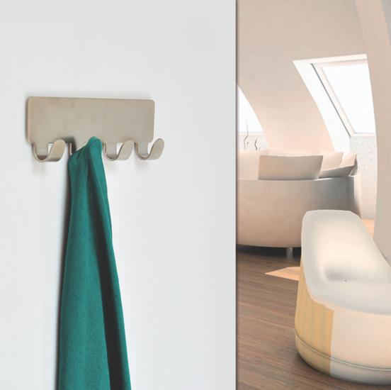 Планка самоклеюча настінна з 4-ма гачками 16 см Silver (128066) - фото 3 Планка самоклеюча настінна з 4-ма гачками 16 см Silver (128066) - фото 3