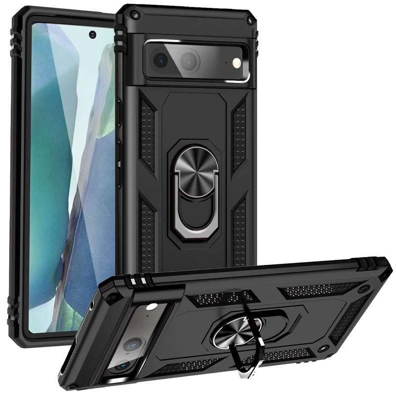 Противоударный чехол Serge Ring с кольцом для Google Pixel 8a (черный) Противоударный чехол Serge Ring с кольцом для Google Pixel 8a (черный)