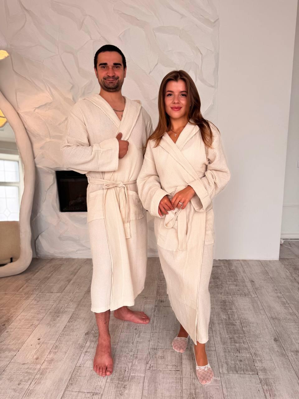 Халаты для пара L 2 шт.Молочный (Д-al-hal-vafel-D-005)