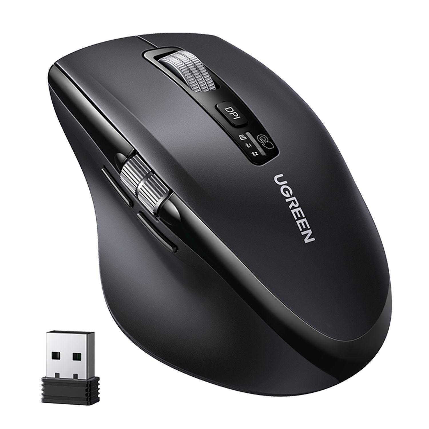 Миша бездротова UGREEN 5000DPI Bluetooth 5.4/2.4G 6 кнопок з бічним колесом Чорний (45792)