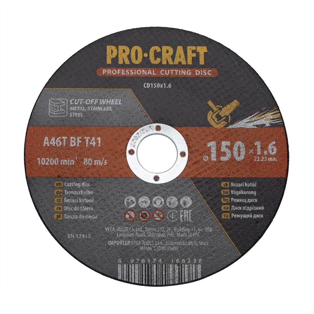 Отрезной диск по металлу и стали для болгарки Procraft CD150х1,6 150х1,6х22,2 мм