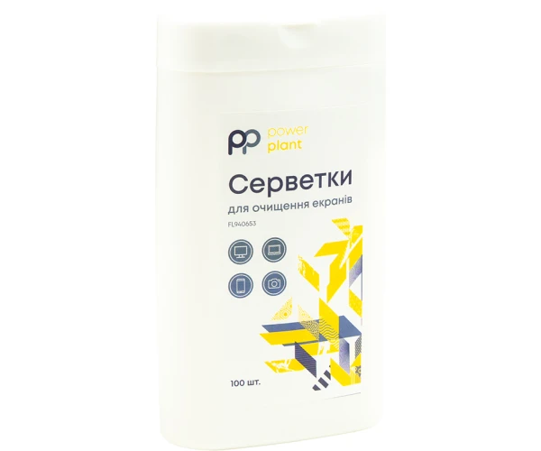 Салфетки антибактериальные влажные PowerPlant для очищения экранов без запаха без спирта 100 шт.