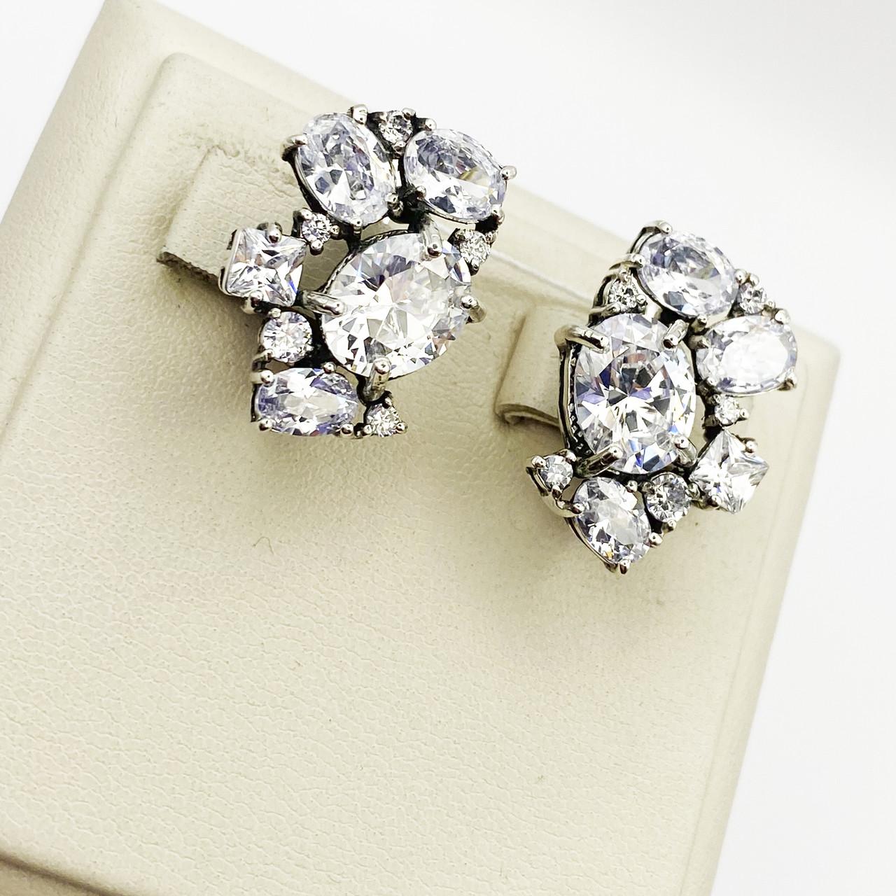 Серьги серебряные с топазом и фианитами Алиготе 8,55 г (1863984224)