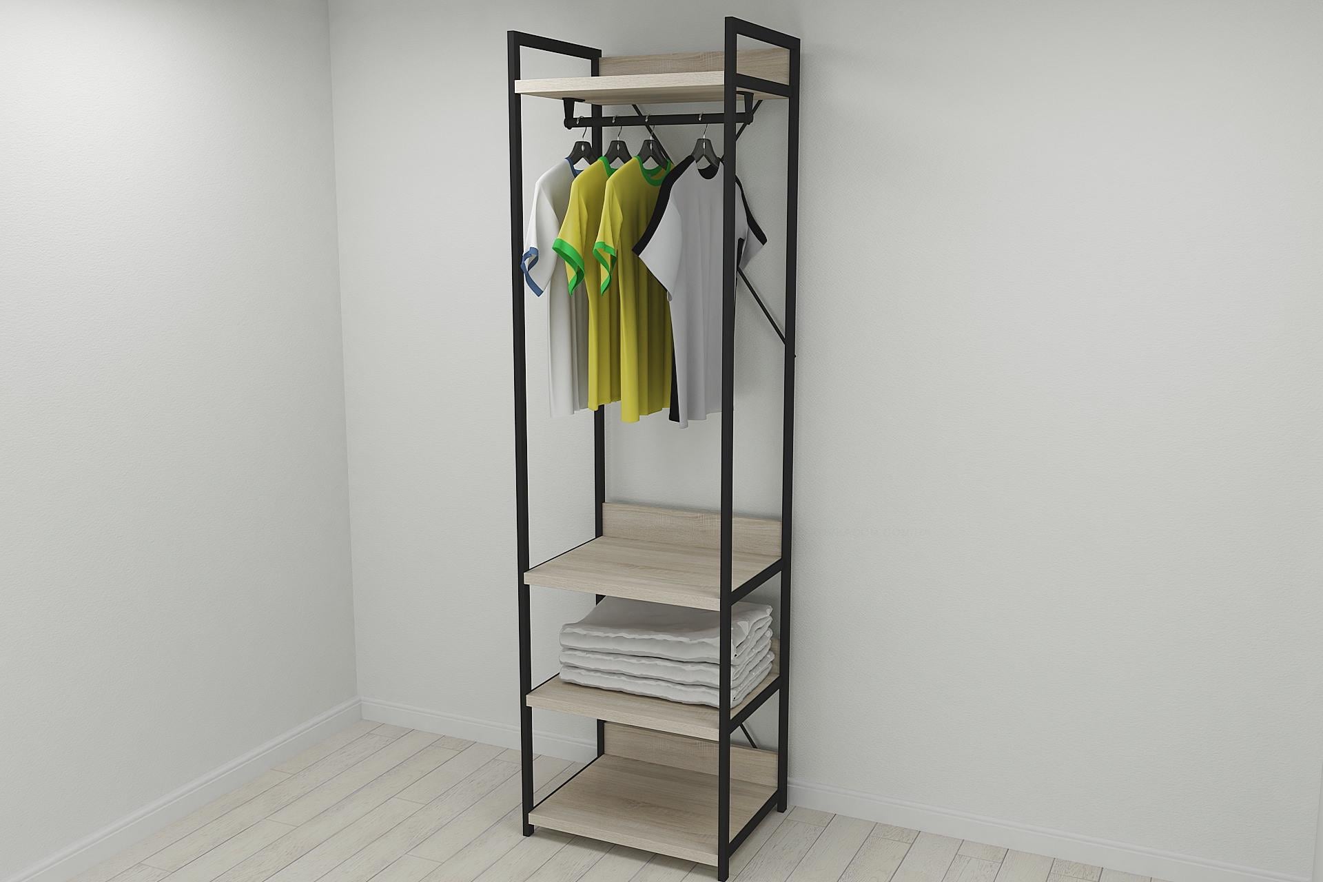 Шкаф-гардероб Ferrum-decor Коннект Уни секция 3 металл/ДСП 32 мм 220x60x50 см Черный/Дуб Сонома (FRD-104525)