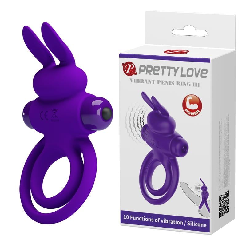 Кольцо эрекционное Pretty Love Penis Ring двойным кольцом Фиолетовый (BI-210206-1)