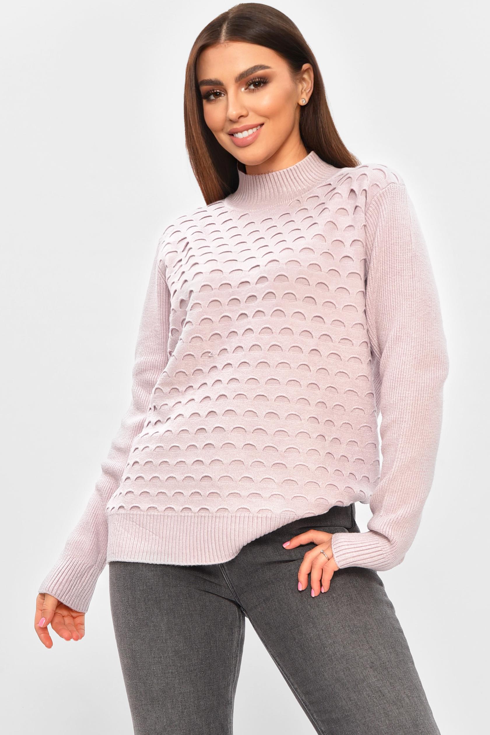 Светр жіночий 206598 однотонний XL-2XL Рожевий (206598_!335381_48-50) - фото 1