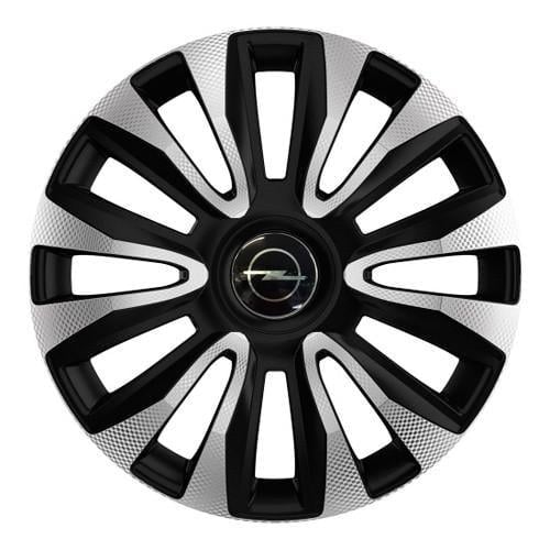 Колпаки для колес 4 Racing Avalon Carbon R14 с логотипом Opel 4 шт. Silver/Black