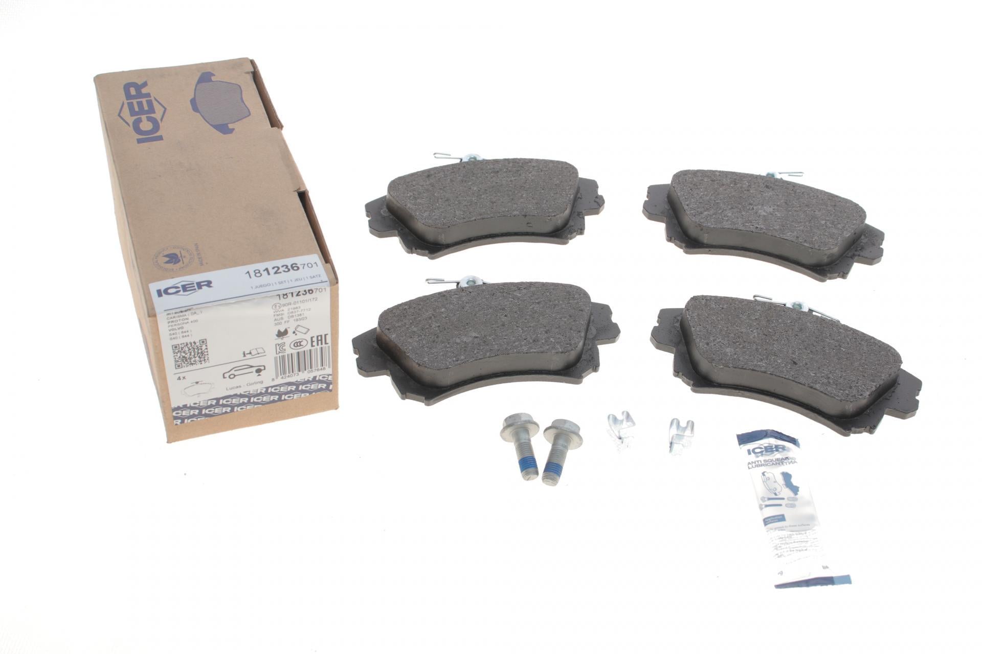 Колодки тормозные передние ICER для Mitsubishi Carisma 95-06/Volvo S40 I/V40 95-04 (181236-701)