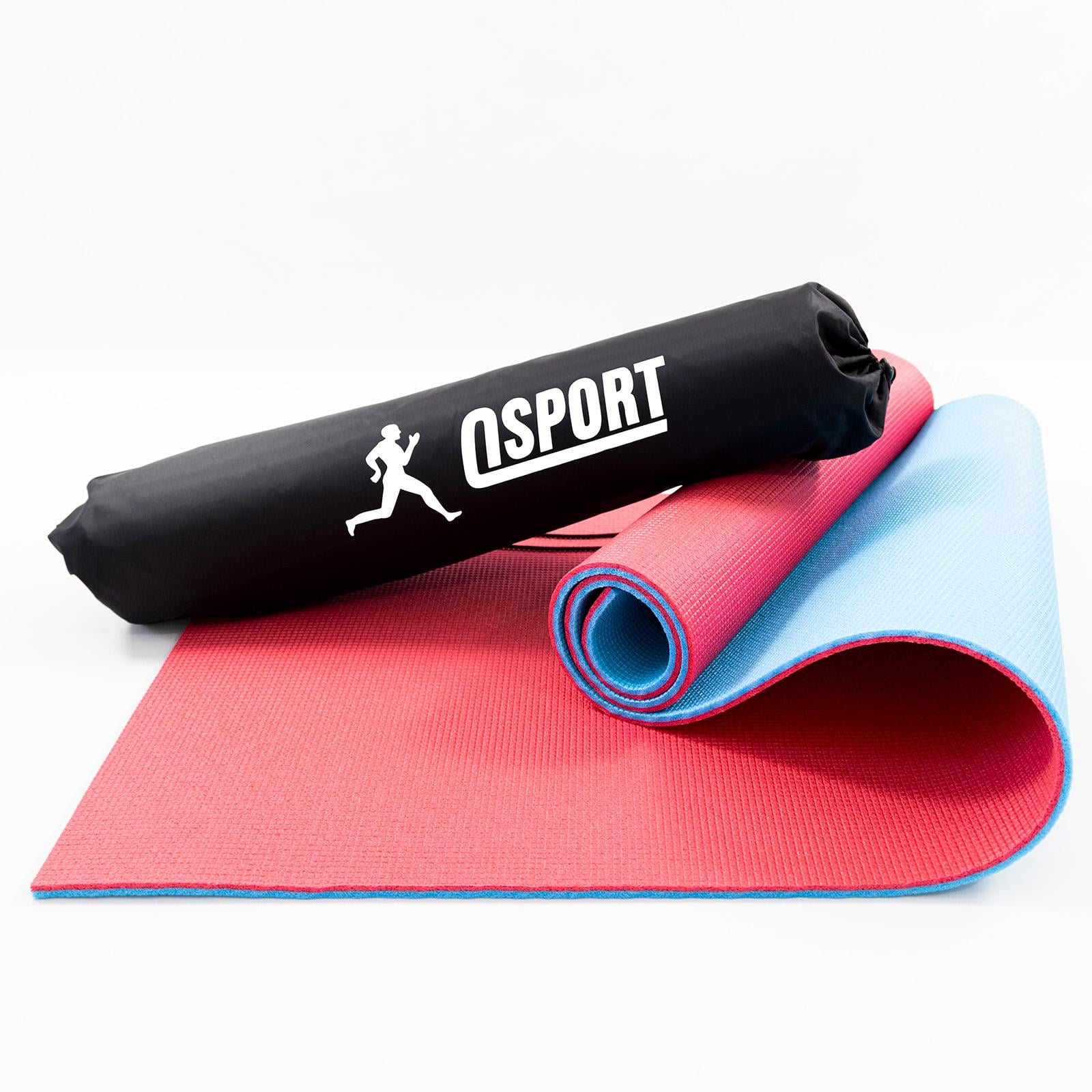 Коврик для йоги и фитнеса OSPORT n-0008 Спорт 8мм и чехол Красный/Голубой (21441)